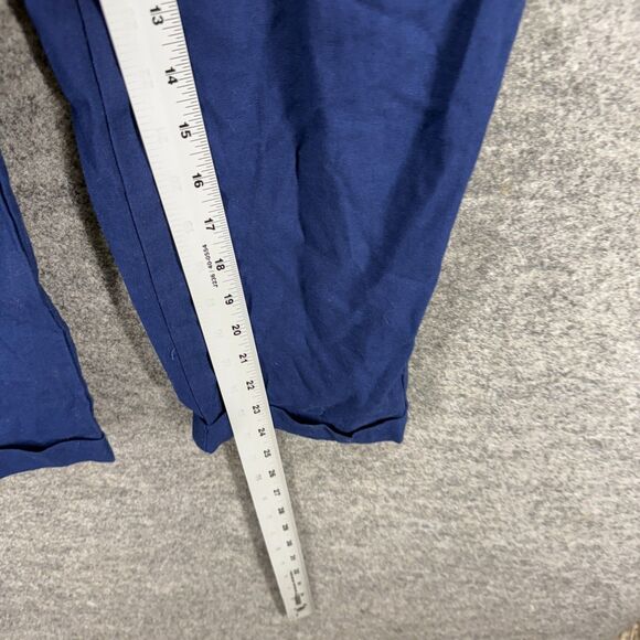 J. Crew Pants Women 6 Blue High Rise Drawstring Flat Front Linen Pockets Chino - Picture 5 of 8